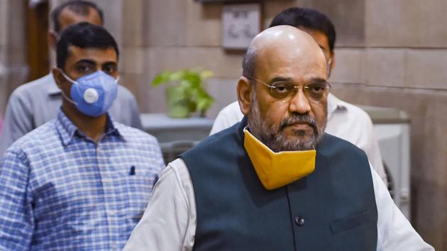 Union Home Minister Amit Shah arrives for a meeting to discuss the Covid-19 situation in Delhi, on Sunday. (PTI Photo) Union Home Minister Amit Shah arrives for a meeting to discuss the Covid-19 situation in Delhi, on Sunday. (PTI Photo)