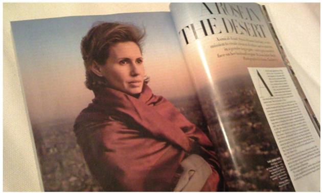 Diet Prada wrote: Anna thought a profile on the fashion habits of a dictator’s wife would be appropriate. Asma al-Assad could be literally the most stylish woman in the history of time and it wouldn’t change the fact that her husband killed over 5000 civilians, including hundreds of children, the year this issue came out. (Diet Prada Instagram)