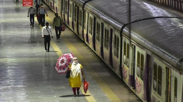 Essential service workers seen at CSMT station in Mumbai on June 15. There was initial confusion yesterday regarding which essential services qualified for train travel. Those working in the banking sector, media and postal services were not allowed to enter railway stations. (Anshuman Poyrekar / HT Photo) Essential service workers seen at CSMT station in Mumbai on June 15. There was initial confusion yesterday regarding which essential services qualified for train travel. Those working in the banking sector, media and postal services were not allowed to enter railway stations. (Anshuman Poyrekar / HT Photo)