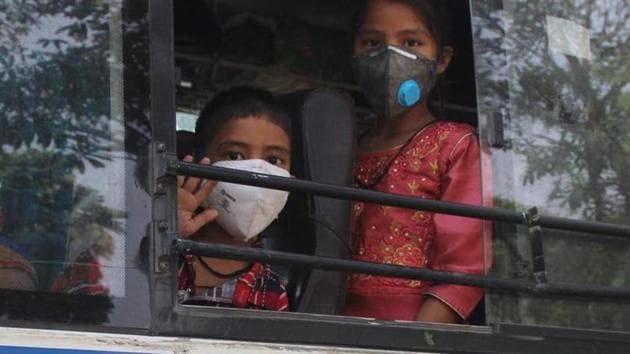 tThe first batch of 1,200 stranded migrants arrived by a Shramik Special train from Mumbai on May 19, followed by another 1,305 three days later. (Yogendra Kumar/HT PHOTO) tThe first batch of 1,200 stranded migrants arrived by a Shramik Special train from Mumbai on May 19, followed by another 1,305 three days later. (Yogendra Kumar/HT PHOTO)