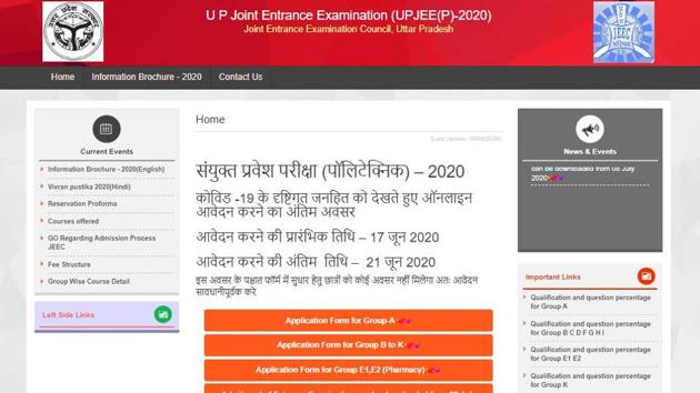 UPJEE Polytechnic 2020. (Screengrab) UPJEE Polytechnic 2020. (Screengrab)
