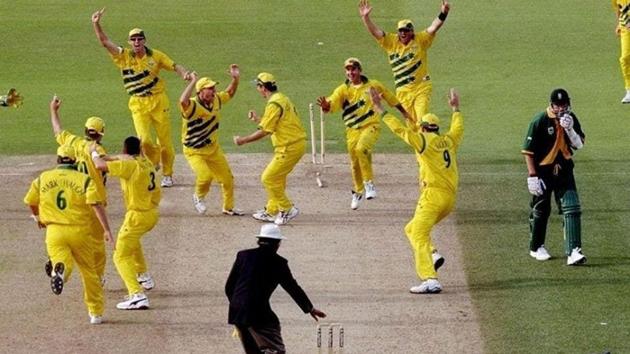 The Australia team is over the moon after running Allan Donald out (Getty Images) The Australia team is over the moon after running Allan Donald out (Getty Images)
