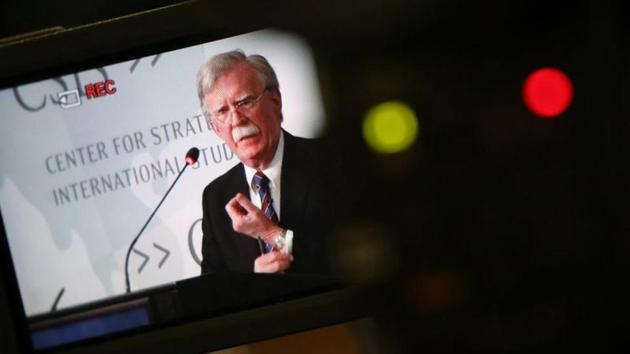 White House former National Security Advisor John Bolton is seen in video camera's screen as he delivers remarks on North Korea at the Center for Strategic and International Studies (CSIS) think tank in Washington, US.(REUTERS) White House former National Security Advisor John Bolton is seen in video camera's screen as he delivers remarks on North Korea at the Center for Strategic and International Studies (CSIS) think tank in Washington, US.(REUTERS)