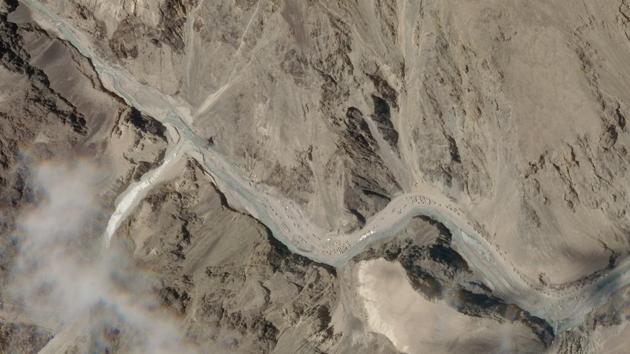A satellite image shows the Galwan Valley area in the Ladakh region near the Line of Actual Control between India and China on June 16. Indian and Chinese troops engaged in a deadly conflict on June 15 evening, resulting in 20 deaths on the Indian side and possibly 43 casualties including injuries on the Chinese side, pushing the bilateral relationship between the two countries to an all-time low. (AP / PT I / Planet Labs) A satellite image shows the Galwan Valley area in the Ladakh region near the Line of Actual Control between India and China on June 16. Indian and Chinese troops engaged in a deadly conflict on June 15 evening, resulting in 20 deaths on the Indian side and possibly 43 casualties including injuries on the Chinese side, pushing the bilateral relationship between the two countries to an all-time low. (AP / PT I / Planet Labs)