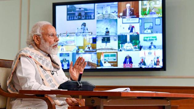 Prime Minister Narendra Modi speaks during a discussion with chief ministers and lieutenant governors of 21 states and union territories on ways to check the spread of novel coronavirus, via video conferencing, in New Delhi. (PTI) Prime Minister Narendra Modi speaks during a discussion with chief ministers and lieutenant governors of 21 states and union territories on ways to check the spread of novel coronavirus, via video conferencing, in New Delhi. (PTI)