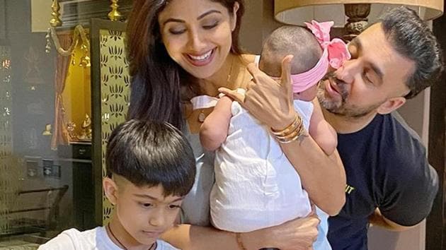 Shilpa Shetty Kundra and husband Raj Kundra have been spending quality time with elder son Viaan and new born Samisha.(Instagram/theshilpashetty)