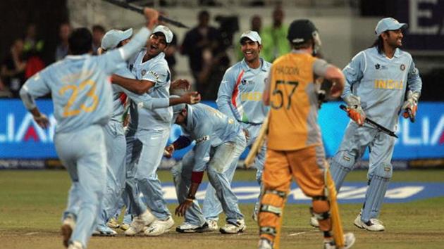 India celebrate their win against Australia at the 2007 T20 World Cup(Getty Images)