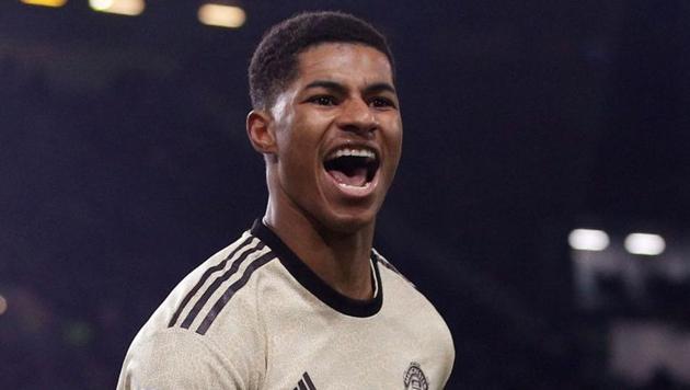 Manchester United's Marcus Rashford celebrates scoring their second goal against Burnley.(REUTERS) Manchester United's Marcus Rashford celebrates scoring their second goal against Burnley.(REUTERS)