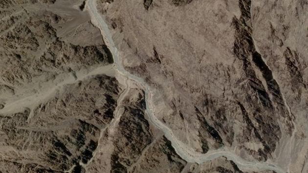 A satellite image shows the Galwan Valley in Ladakh, where the violent clashes took place on June 15.(Reuters Photo) A satellite image shows the Galwan Valley in Ladakh, where the violent clashes took place on June 15.(Reuters Photo)