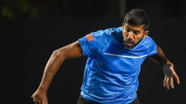 Rohan Bopanna during a match against Leander Paes and Reyes Varela at Tata Open Maharashtra 2019 of the ATP 250 tournament at Shree Shiv Chhatrapati Sports Complex, in Pune.(PTI)