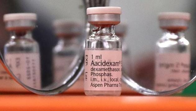 An ampoule of Dexamethasone is seen during the coronavirus disease (COVID-19) outbreak in this picture illustration taken June 17, 2020.(REUTERS) An ampoule of Dexamethasone is seen during the coronavirus disease (COVID-19) outbreak in this picture illustration taken June 17, 2020.(REUTERS)