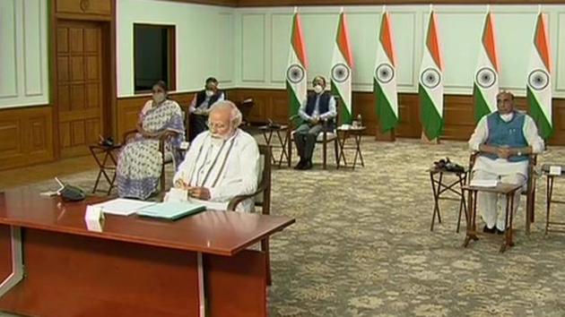 Prime Minister Narendra Modi chairs all-party virtual meeting to discuss India-China border situation.(ANI photo)