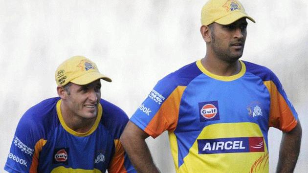 Michael Hussey and MS Dhoni during training. (PTI Image) Michael Hussey and MS Dhoni during training. (PTI Image)