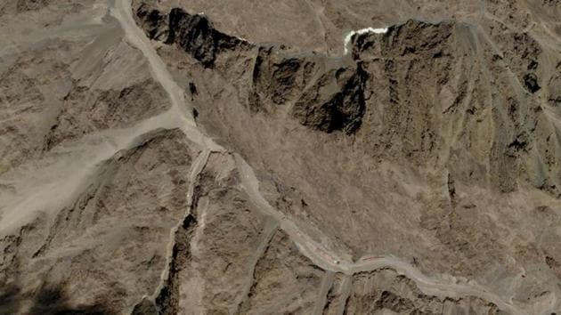 A satellite image of Galwan Valley in Ladakh, on June 9.(Planet Labs via Reuters)
