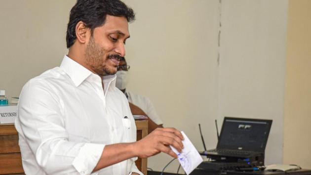 Andhra Pradesh Chief Minister YS Jaganmohan Reddy’s party YSR Congress has won all the four Rajya Sabha seats from the state. (PTI) Andhra Pradesh Chief Minister YS Jaganmohan Reddy’s party YSR Congress has won all the four Rajya Sabha seats from the state. (PTI)