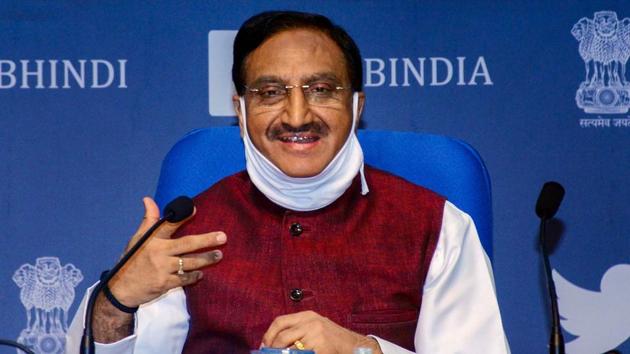 Union Minister for Human Resource Development, Dr. Ramesh Pokhriyal ‘Nishank’ addresses at the launch of an online portal for TULIP - The Urban Learning Internship Program, under Smart City Mission, in New Delhi. (PTI File) Union Minister for Human Resource Development, Dr. Ramesh Pokhriyal ‘Nishank’ addresses at the launch of an online portal for TULIP - The Urban Learning Internship Program, under Smart City Mission, in New Delhi. (PTI File)