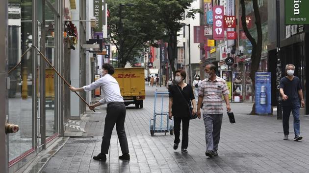 After seeing a boost in favourability over his government’s handling of the coronavirus outbreak, Moon’s approval rating fell to 55%, the lowest level in about three months, driven by worries over North Korea, according to a Gallup Korea poll released on Friday. (AP) After seeing a boost in favourability over his government’s handling of the coronavirus outbreak, Moon’s approval rating fell to 55%, the lowest level in about three months, driven by worries over North Korea, according to a Gallup Korea poll released on Friday. (AP)