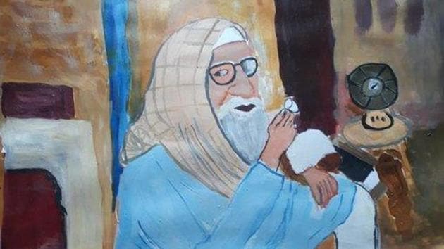 Amitabh Bachchan shares a fan-made portrait of his character from Gulabo Sitabo.