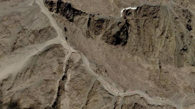 A satellite image of Galwan Valley in Ladakh.(via REUTERS)