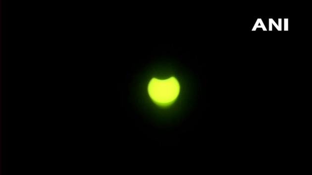 Solar Eclipse 2020 as seen from Mumbai.(Twitter/ANI)