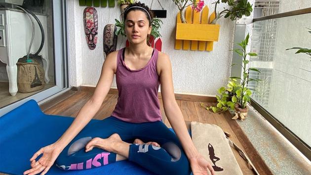 Taapsee Pannu encouraged her fans to meditate during social eclipse on International Yoga Day and said that even if one isn’t doing complex yoga poses, one must meditate a bit. “Sitting on the mat every day for few minutes, trying to tune in even when infinite thoughts might interfere, offers as much benefits to our body and mind,” she wrote.