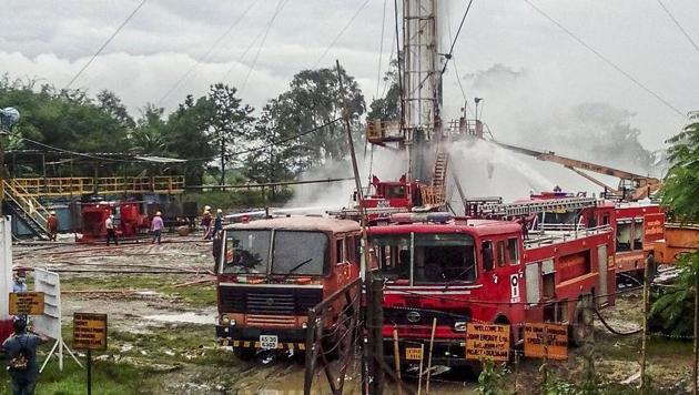 File photo: Image shows fire tenders at Baghjan Oil Field after an explosion in Tinsukia, Assam on May 27, 2020.(PTI) File photo: Image shows fire tenders at Baghjan Oil Field after an explosion in Tinsukia, Assam on May 27, 2020.(PTI)