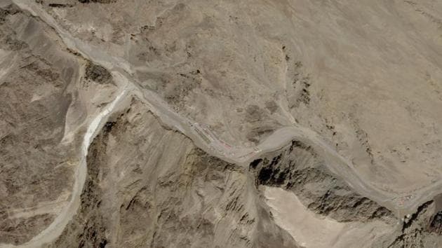 A satellite image of Galwan Valley in Ladakh, India.(via REUTERS)