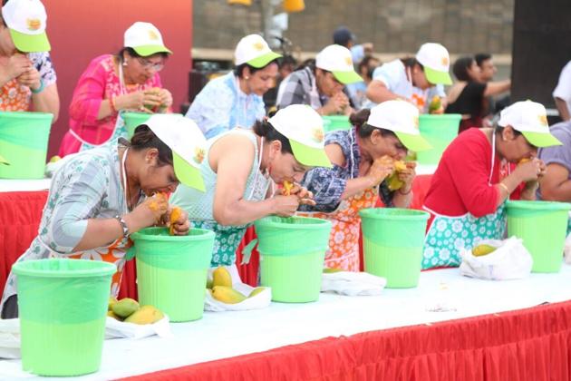 The mango eating competition has been a hit at the annual Mango Festival at Dilli Haat. The mango eating competition has been a hit at the annual Mango Festival at Dilli Haat.