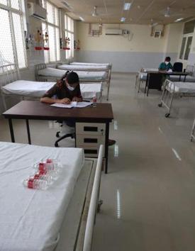 Nurses taking their examination at an isolation facility in Patiala.(Photo: Twitter)