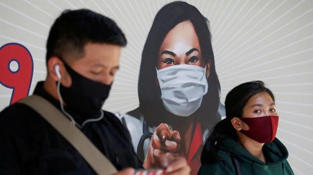 People are seen wearing protective face masks at a Sudirman train station in Jakarta, Indonesia.(via REUTERS) People are seen wearing protective face masks at a Sudirman train station in Jakarta, Indonesia.(via REUTERS)