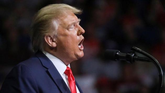 US President Donald Trump speaks during his first re-election campaign rally in several months in the midst of the coronavirus disease (COVID-19) outbreak, at the BOK Center in Tulsa. (REUTERS) US President Donald Trump speaks during his first re-election campaign rally in several months in the midst of the coronavirus disease (COVID-19) outbreak, at the BOK Center in Tulsa. (REUTERS)