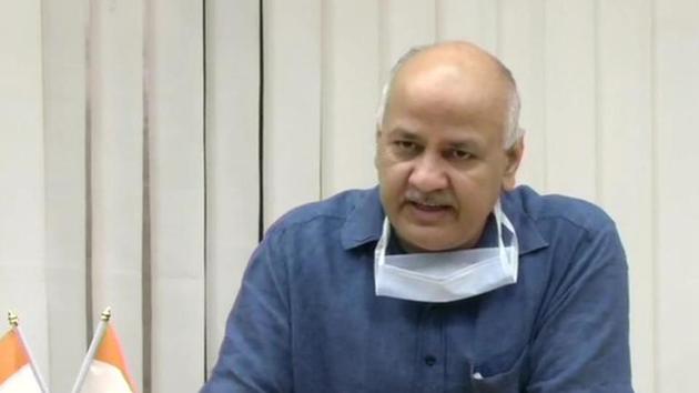 Delhi’s deputy chief minister Manish Sisodia addressing a briefing on the new Covid-19 guidelines, in New Delhi on Wednesday.(ANI Photo)