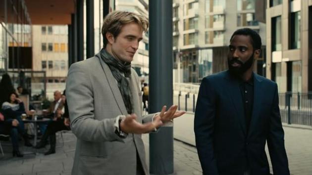 Robert Pattinson and John David Washington in a still from Tenet.