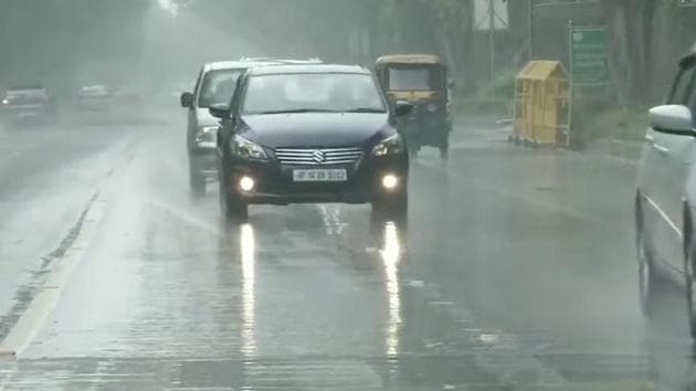 Rain lashes parts of Delhi; visuals from Akbar Road.(ANI)
