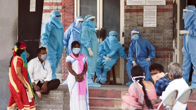 Health workers wearing personal protective equipment suits as a preventive measure against coronavirus at a Government Hospital, in Vijayawada. (ANI FILE PHOTO) Health workers wearing personal protective equipment suits as a preventive measure against coronavirus at a Government Hospital, in Vijayawada. (ANI FILE PHOTO)