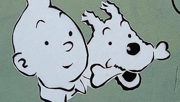 Graffiti showing Tintin and his pet Snowy.(Wikicommons)