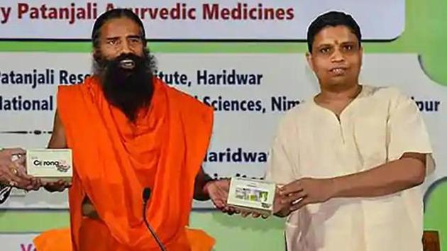 Patanjali Ayurved Ltd’s claim of a breakthrough cure for the coronavirus disease (Covid-19) needs vetting, experts said, despite the company claiming to have conducted a randomised placebo-controlled clinical trial.(Photo: @PypAyurved/Twitter)