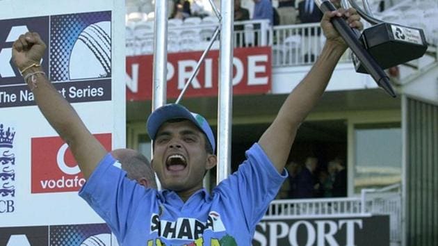 Sourav Ganguly is ecstatic as he celebrates with the Natwest Trophy. (Getty Images) Sourav Ganguly is ecstatic as he celebrates with the Natwest Trophy. (Getty Images)