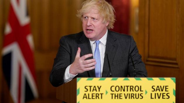 Britain's Prime Minister Boris Johnson speaks during a daily briefing.(via REUTERS) Britain's Prime Minister Boris Johnson speaks during a daily briefing.(via REUTERS)