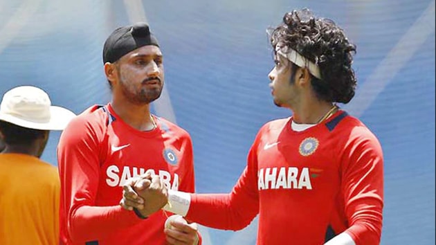Harbhajan Singh with Sreesanth.