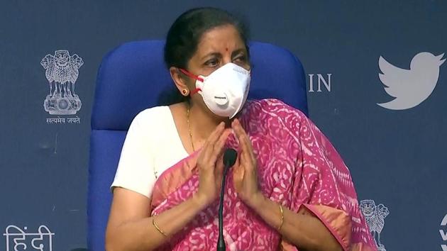 Union finance minister Nirmala Sitharaman at the launch of 'Garib Kalyan Rojgar Abhiyaan' by Prime Minister Narendra Modi on June 20, 2020 in New Delhi.(ANI File Photo)