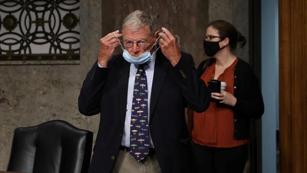 Senate Armed Services Committee Chairman James Inhofe (R-OK) prepares for the confirmation hearing in Washington, US (REUTERS) Senate Armed Services Committee Chairman James Inhofe (R-OK) prepares for the confirmation hearing in Washington, US (REUTERS)