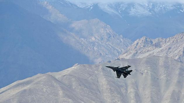 India-China border dispute: A fully loaded MiG 29 fighter during a combat air patrol of Ladakh skies(AFP)