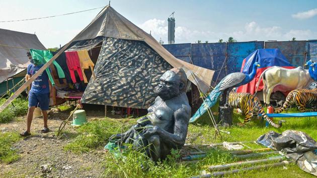 A view of Rambo Circus in Airoli. Among those who have helped the circus crew survive these long months has been NCP leader Chhagan Bhujbal who contributed towards their food supplies, Nair told PTI. (Mitesh Bhuvad / PTI)