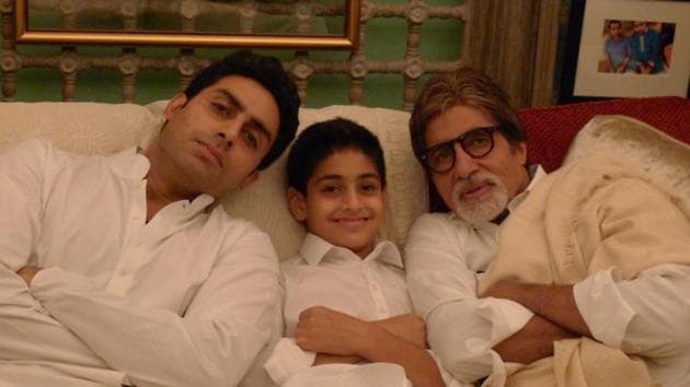 Amitabh Bachchan shared a throwback pictures with his son and grandson.