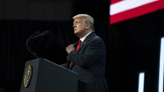 In this June 23, 2020, file photo President Donald Trump speaks to a group of young Republicans at Dream City Church in Phoenix. (AP) In this June 23, 2020, file photo President Donald Trump speaks to a group of young Republicans at Dream City Church in Phoenix. (AP)