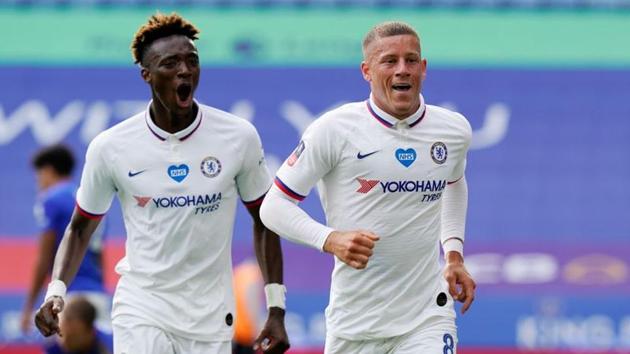 Chelsea's Ross Barkley celebrates scoring their first goal with Tammy Abraham.(REUTERS) Chelsea's Ross Barkley celebrates scoring their first goal with Tammy Abraham.(REUTERS)