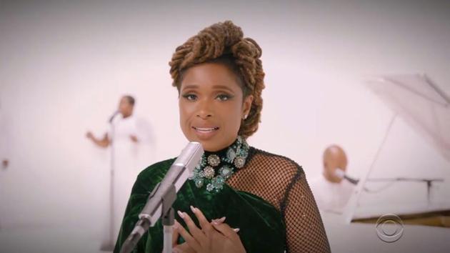 In this video grab issued Sunday, June 28, 2020, by BET, Jennifer Hudson performs during the BET Awards. (AP)