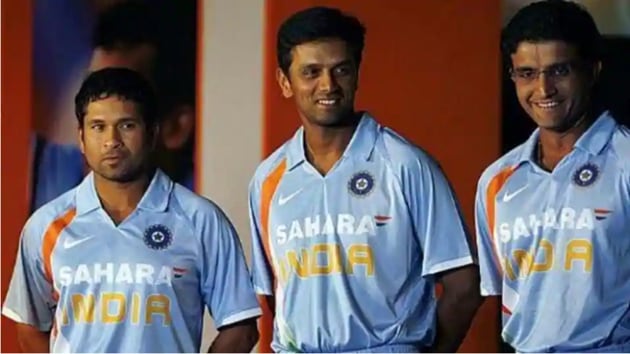 Sachin Tendulkar with Rahul Dravid and Sourav Ganguly. File photo.(Getty)