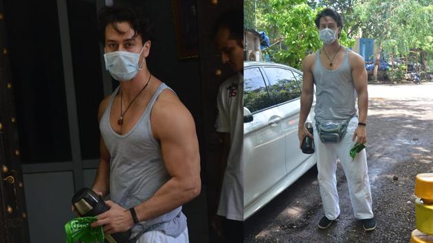 Tiger Shroff has resumed work and was seen at a dubbing studio in Bandra. (Varinder Chawla)